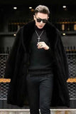 Men's Faux Mink Coat Winter Shawl Collar Fur Overcoat