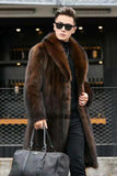 Men's Faux Mink Coat Winter Shawl Collar Fur Overcoat