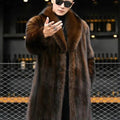 men_s faux mink coat winter shawl collar fur overcoat in brown Alicefurs
