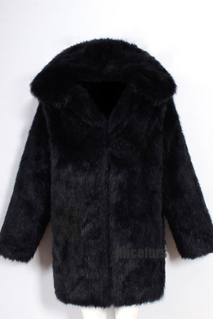 mens fake fur coat hooded winter warm outerwear in black 4 Alicefurs