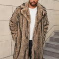 mens fake fur coat long lapel collar winter overcoat in brown 9 Alicefurs