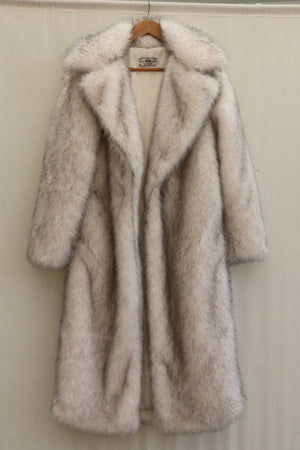 mens faux fur coat long white overcoat Alicefurs