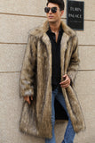 Men's Faux Fur Coat Square Collar Fluffy Long Overcoat