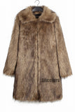 Men's Faux Fur Coat Square Collar Fluffy Long Overcoat