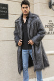 Men's Faux Fur Coat Square Collar Fluffy Long Overcoat