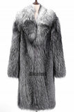 Men's Faux Fur Coat Winter Fluffy Long Overcoat in Gray