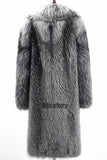 Men's Faux Fur Coat Winter Fluffy Long Overcoat in Gray