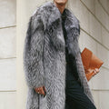 mens faux fur coat winter fluffy long overcoat in gray Alicefurs