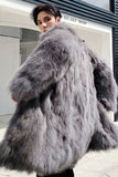 Men's Faux Fur Coat Winter Long Fluffy Overcoat