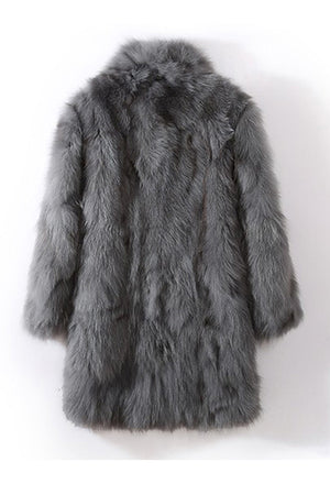 mens faux fur coat winter long fluffy overcoat in gray 6 Alicefurs