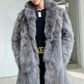 mens faux fur coat winter long fluffy overcoat in gray Alicefurs