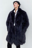 Men's Faux Fur Coat Winter Long Fluffy Overcoat