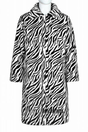 mens faux fur coat winter zebra print long overcoat in black and white 3 Alicefurs