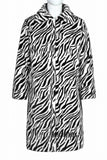 Men's Faux Fur Coat Winter Zebra Print Long Overcoat