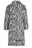 Men's Faux Fur Coat Winter Zebra Print Long Overcoat