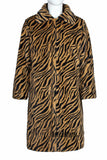 Men's Faux Fur Coat Winter Zebra Print Long Overcoat