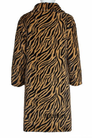 mens faux fur coat winter zebra print long overcoat in brown 9 Alicefurs