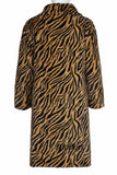 Men's Faux Fur Coat Winter Zebra Print Long Overcoat