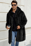 Men's Faux Fur Coat with Hood Winter Fluffy Long Outerwear