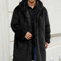 mens faux fur coat with hood winter fluffy long outerwear in black Alicefurs