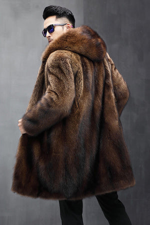 mens faux fur coat with hood winter fluffy overcoat 6 Alicefurs