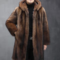 mens faux fur coat with hood winter fluffy overcoat Alicefurs
