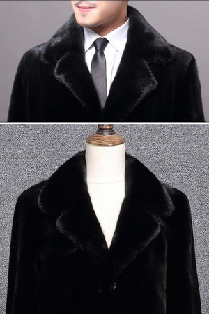 mens faux mink coat black winter fuzzy overcoat 4 Alicefurs