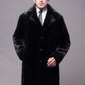 mens faux mink coat black winter fuzzy overcoat Alicefurs