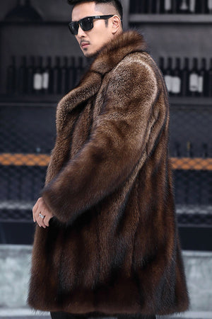 mens faux mink coat plus size brown casual overcoat 4 Alicefurs
