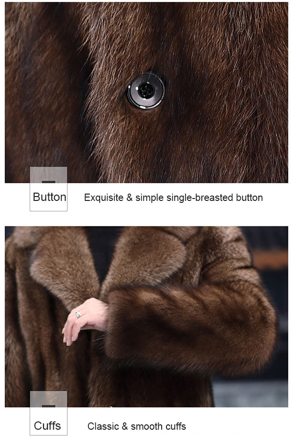 Men's Faux Mink Coat Plus Size Brown Casual Overcoat