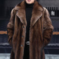 mens faux mink coat plus size brown casual overcoat Alicefurs