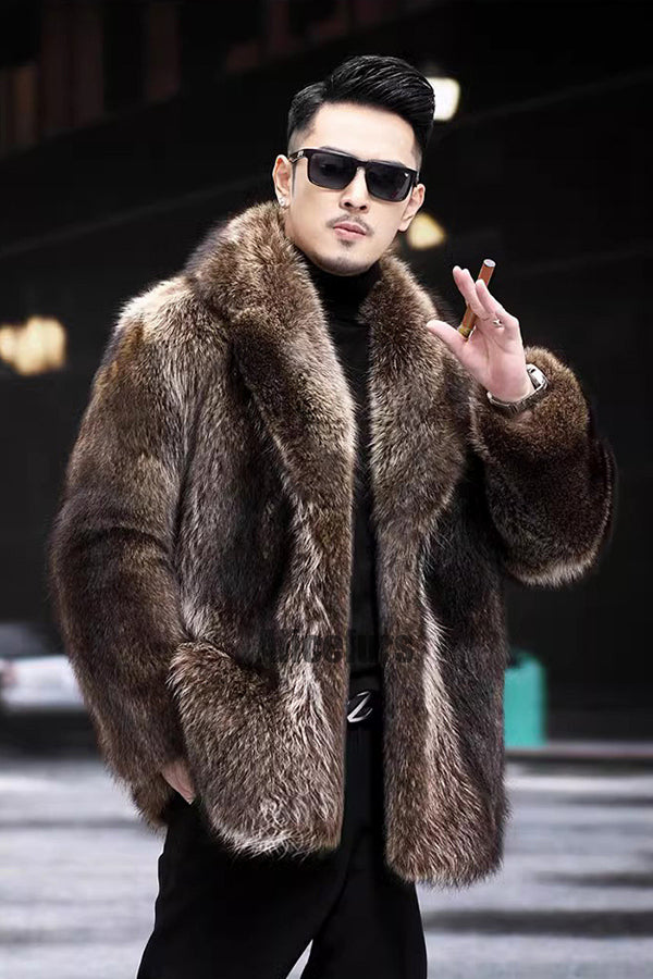 Men's Faux Mink Jacket Winter Short Fluffy Outerwear
