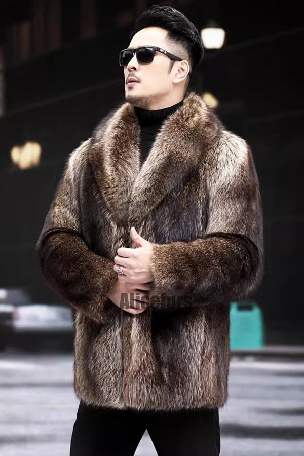 Men's Faux Mink Jacket Winter Short Fluffy Outerwear