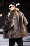 Men's Faux Mink Jacket Winter Short Fluffy Outerwear