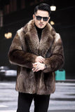 Men's Faux Mink Jacket Winter Short Fluffy Outerwear