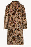 Men's Leopard Fur Coat Winter Brown Long Fuzzy Overcoat