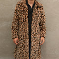 mens leopard fur coat winter brown long fuzzy overcoat Alicefurs