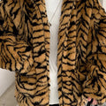 mens tiger fur jacket oversized animal print fuzzy coat in brown Alicefurs