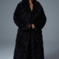 mongolian faux fur coat long shaggy overcoat for women in black Alicefurs