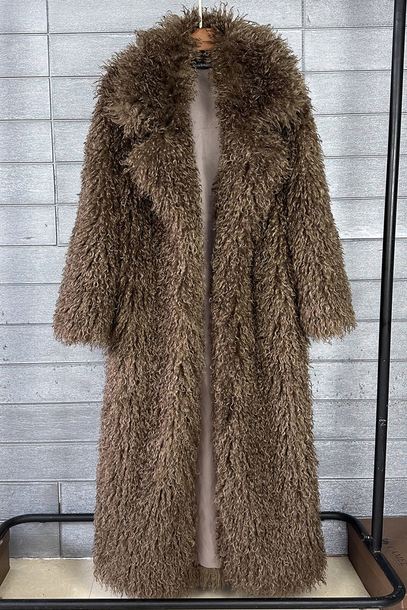 Mongolian Faux Fur Coat Long Shaggy Overcoat for Women