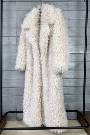 mongolian faux fur coat long shaggy overcoat for women in ivory side view Alicefurs