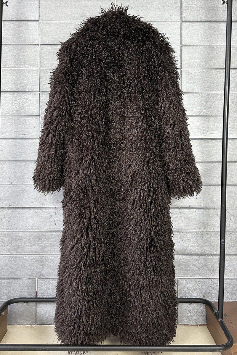 Mongolian Faux Fur Coat Long Shaggy Overcoat for Women