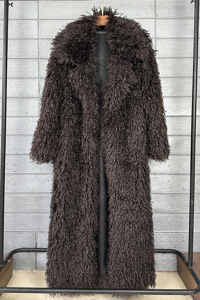 Mongolian Faux Fur Coat Long Shaggy Overcoat for Women