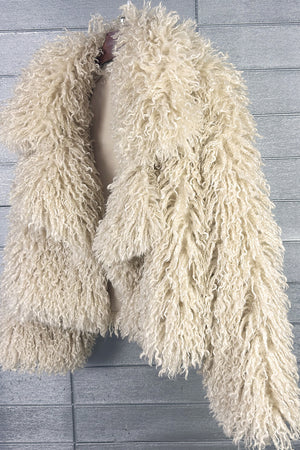 mongolian faux fur jacket cropped shaggy outerwear for women in beige 1 Alicefurs