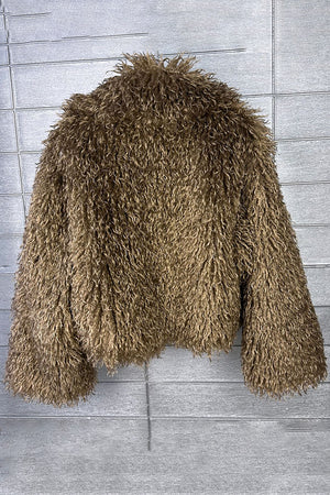 mongolian faux fur jacket cropped shaggy outerwear for women in chocolate brown 2 Alicefurs