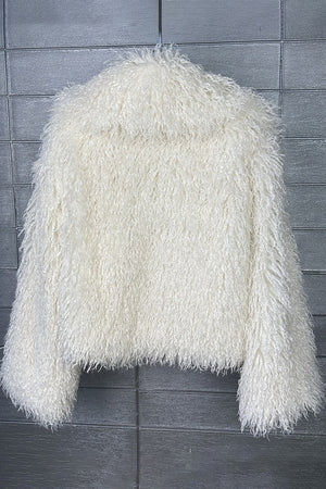mongolian faux fur jacket cropped shaggy outerwear for women in ivory 3 Alicefurs