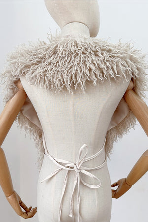 mongolian faux fur top in halter deep v neck for women in khaki 8 Alicefurs