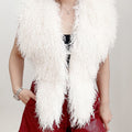 mongolian faux fur top in halter deep v neck for women in white 10 Alicefurs