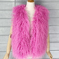 mongolian faux fur vest short sleeveless shaggy jacket for women in pink 6 Alicefurs