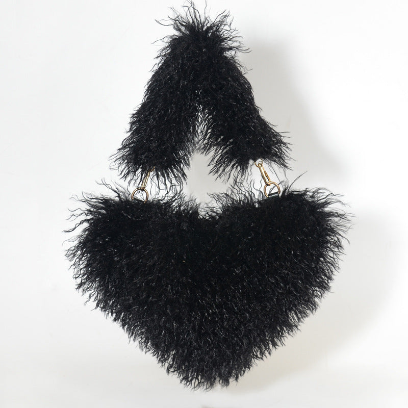 Mongolian Knee High Fur Boots and Purse Holiday Matching Set for Women